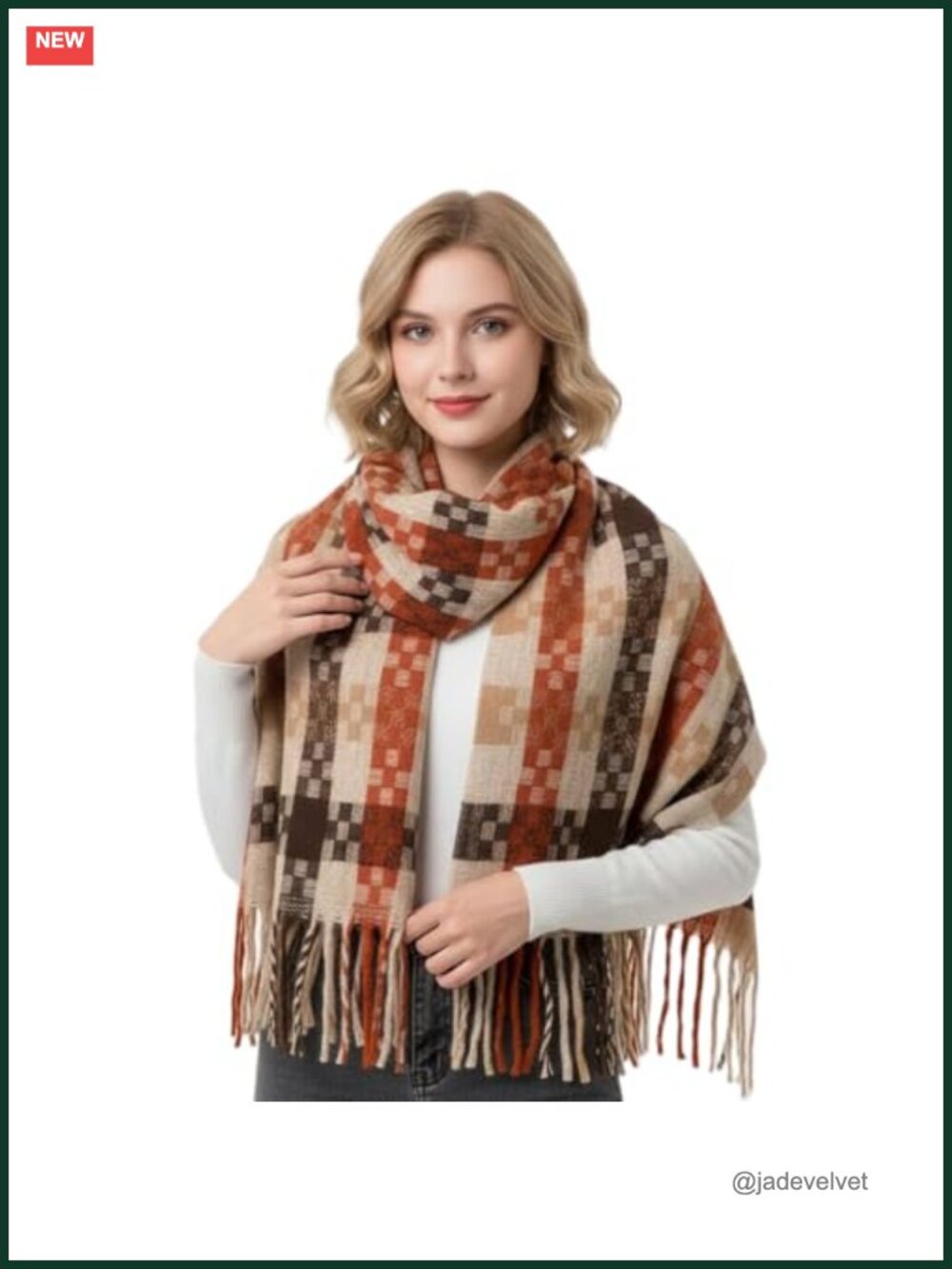 Cashmere Feel Oversized Soft Warm Plaid Scarf & Shawl Wrap for Women